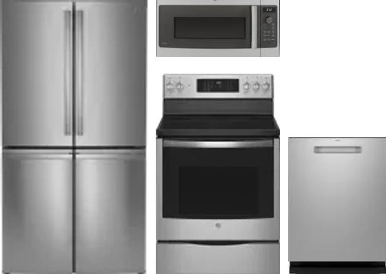 4 Piece Package Includes Refrigerator, Range, Microwave And Dishwasher